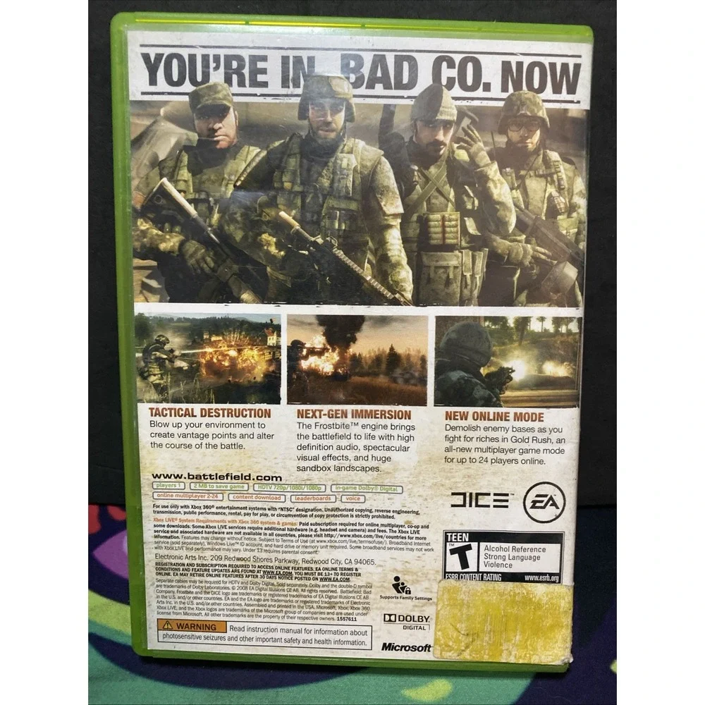 Bad Company Battlefield Microsoft Xbox 360 with Case No Manual